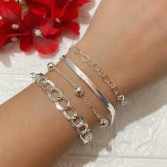 Pulseira Feminina Folheada à Prata Laminada Bolinha