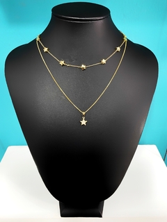 Colar Feminino Duplo Folheado à Ouro Dourado - comprar online