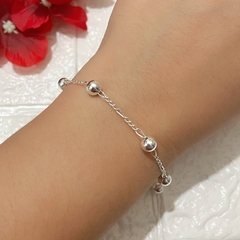 Pulseira Feminina Folheada à Prata Laminada Bolinha - loja online