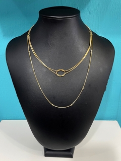 Colar Feminino Duplo Folheado à Ouro Dourado - Mix Acessórios