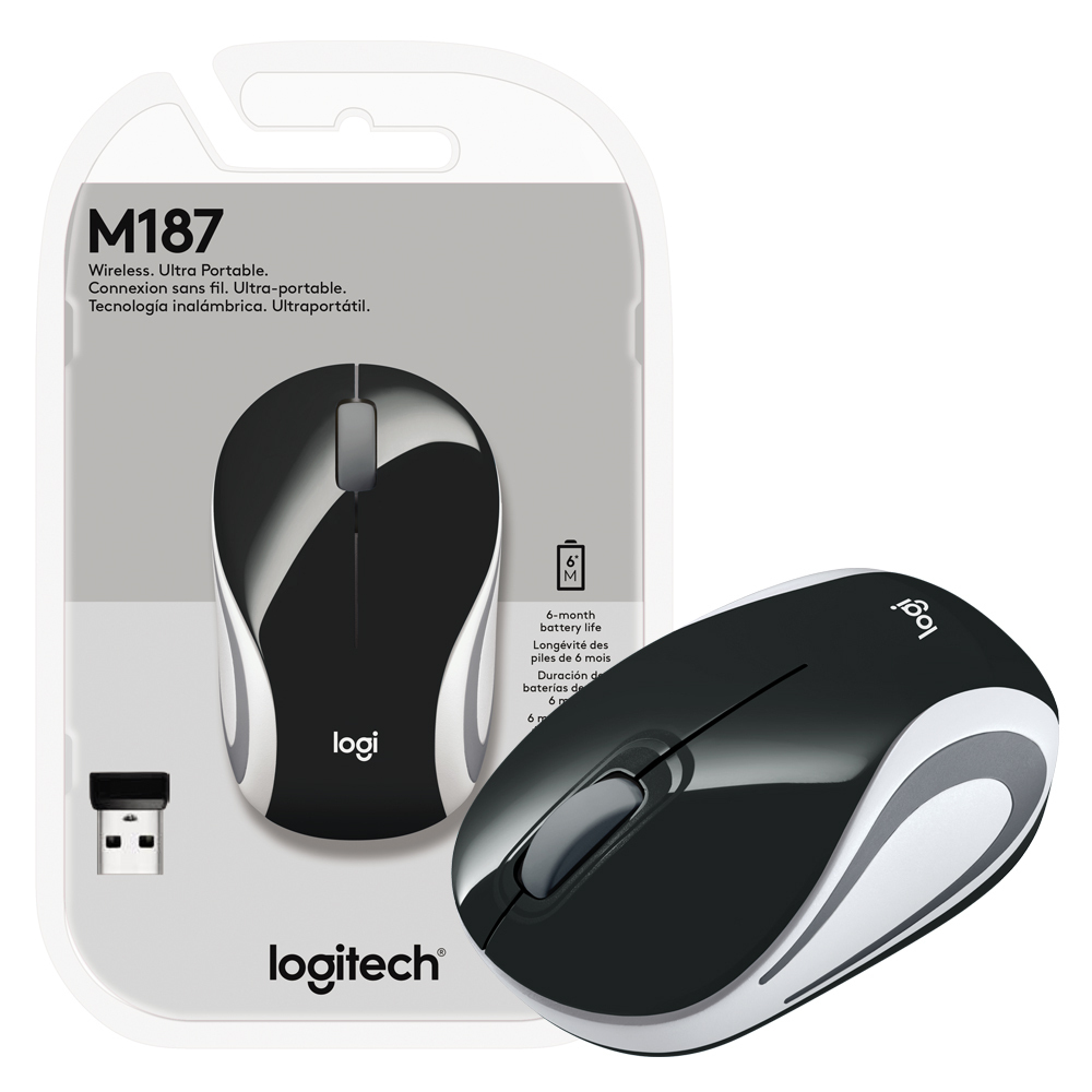 Mouse Logitech M187 Nano Preto USB Sem Fio - 2467