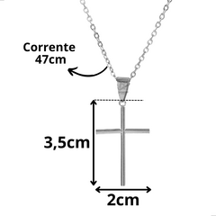 CORRENTE COM PINGENTE CRUZ PALITO - AÇO INOXIDÁVEL - UNIDADE