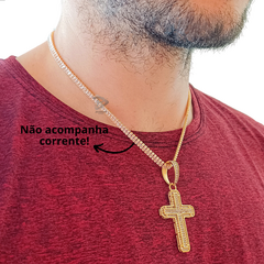 PINGENTE CRUZ CRAVEJADO GRANDE PARA CORDÕES GROSSOS - AÇO - UNIDADE - comprar online