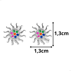 PAR DE BRINCOS SOL COM ZIRCÔNIAS - PRATA 925 - PAR - comprar online