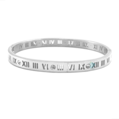 PULSEIRA BRACELETE UNISSEX NÚMEROS ROMANOS E CRISTAIS - AÇO - UNIDADE - comprar online