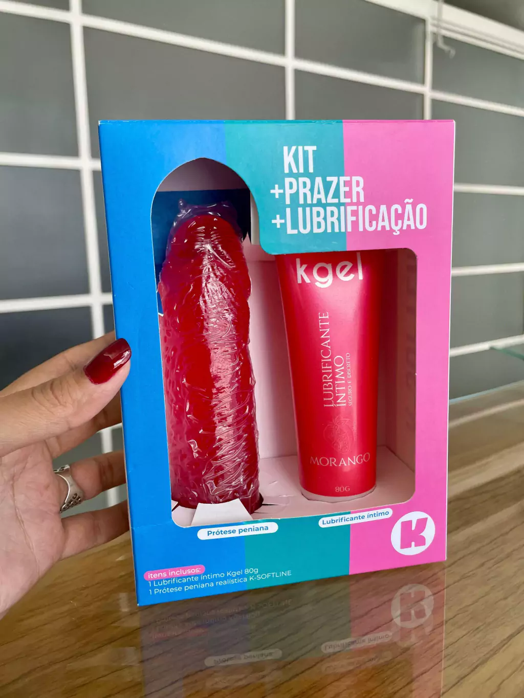 Kit Prazer Prótese E Lubrificante Morango Softline