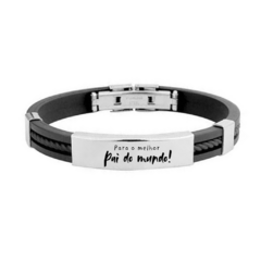 Pulseira "melhor pai do mundo" Masculina personalizada aço na internet