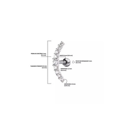 Piercing cluster cravejado PRATA 925 legítima - Jenna | Loja-online de acessórios e semijoias