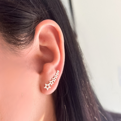 Brinco earcuff estrelado prata 925 legitima