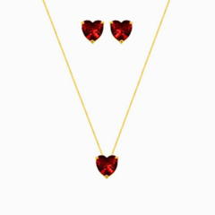 Conjunto ponto de luz vermelho banhado ouro 18k na internet