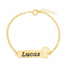 Pulseira infantil boneco personalizado ouro 18k