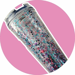 Vasos Tumbler con tapa y popote modelo "Glitter" - tienda en línea