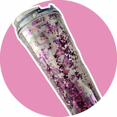 Imagen de Vasos Tumbler con tapa y popote modelo "Glitter"