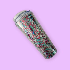 Vasos Tumbler con tapa y popote modelo "Glitter"