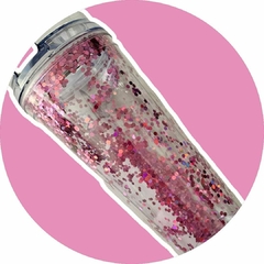 Vasos Tumbler con tapa y popote modelo "Glitter"