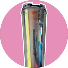 Vasos Tumbler con tapa y popote modelo "Rainbow-Tornasol" - Nut & Berry Papelería