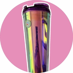 Vasos Tumbler con tapa y popote modelo "Rainbow-Tornasol" - tienda en línea