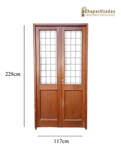 Puerta Madera Antigua Cedro Vitraux Cod.12471 Chapasusadas - comprar online