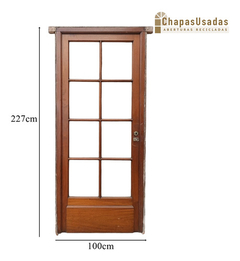 Puerta De Madera Cedro Vidriada Cod.12231 Chapasusadas - comprar online