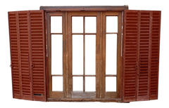 Ventana De Madera Cedro Con Celosias Cod.1098 Chapasusadas