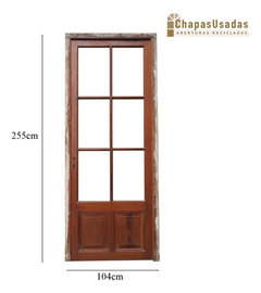 Puerta De Madera Cedro Vidriada Cod.11925 Chapasusadas - comprar online