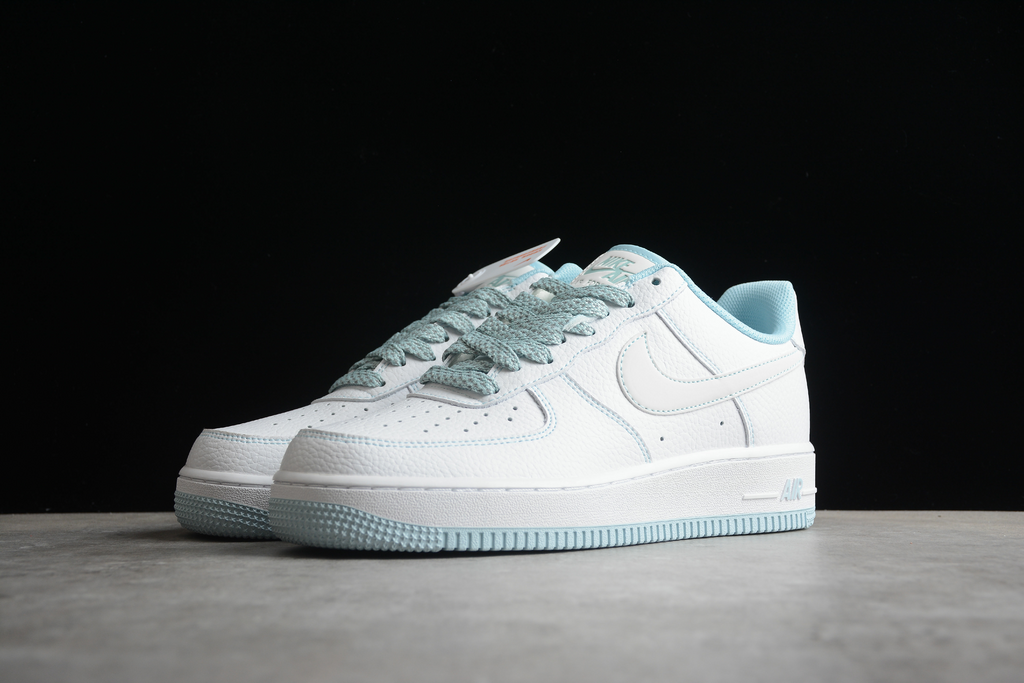 White and blue store air force ones