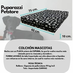 Colchón Cama Perro Grande Funda -placa espuma de poliuretano -75x60x10 - comprar online