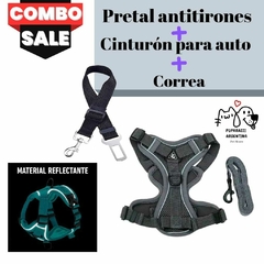 COMBO PUPARAZZI: Pretal Antitirones + Correa + Cinturón Para Auto Perro Gato-ENVIO GRATIS!!!