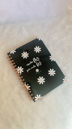 Caderno - Espalhe flor black