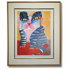 Aldemir Martins Serigrafia "Gato Azul Listrado"