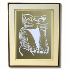 Aldemir Martins Serigrafia "Silhueta Dourada de Gato"