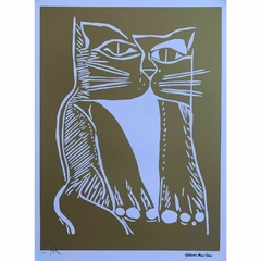 Aldemir Martins Serigrafia "Silhueta Dourada de Gato" - comprar online