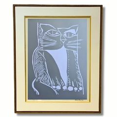 Aldemir Martins Serigrafia "Silhueta Prateada de Gato"