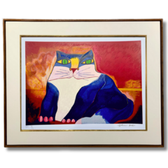 Aldemir Martins Serigrafia "Gato Azul"