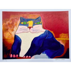 Aldemir Martins Serigrafia "Gato Azul" - comprar online