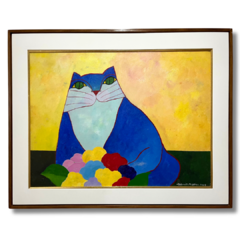 Aldemir Martins "Gato Azul e Floral"