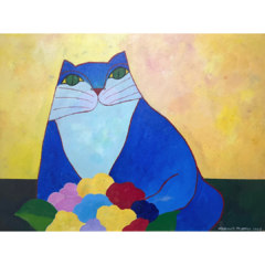 Aldemir Martins "Gato Azul e Floral" - comprar online