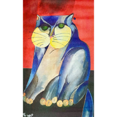 Aldemir Martins Giclée 'Gato Azul" - comprar online