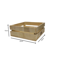 Caixote Pinus Natural 25x25x10 Organizador, Cesta Café