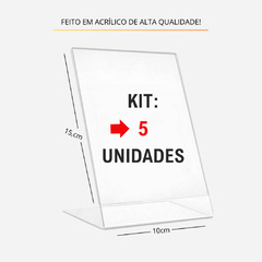 Kit Com 5 Displays 10x15 Expositor em Acrílico Para Papéis, Cartão de Visita, Fouders - 1 Unidade