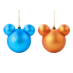 Bolas de Natal Mickey (Azul e laranja) C/2 unidades, 10 cm - Cromus