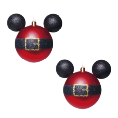 Bolas de Natal Mickey detalhes em Glitter C/6 unidades, 06 cm - Cromus