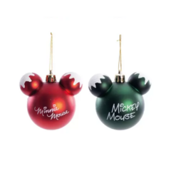 Bolas de Natal Mickey e Minnie (Vermelha e verde) C/6 unidades, 06 cm - Cromus