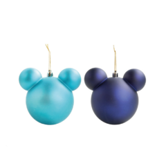 Bolas de Natal Mickey (Azul) C/2 unidades, 10 cm - Cromus