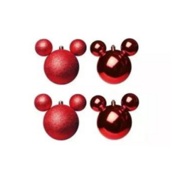 Bolas de Natal Mickey Glitter C/4 unidades, 08 cm - Cromus