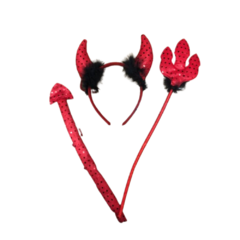 Kit Fantasia Halloween "Diabinho" com Brilho - #PartiuFesta