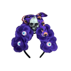 Tiara Halloween "Flores de Olhos" Roxo - #PartiuFesta