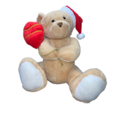 Boneco de Natal Urso Sentado (Vermelho Bege) 50cm - Flor Arte