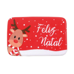 Tapete Com Rena e "Feliz Natal" 1 Unidade 60x40xcm - Cromus