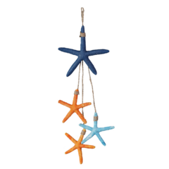 Enfeite Natal estrela X4 p/pendurar (azul Bege) 20x9cm - Flor Arte